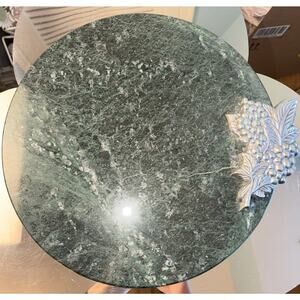 Vtg Godinger Silver Art Green Marble 10” Round Cheese Board Charcuterie Grapes